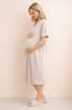 Maternity Nursing Shirt 3Xl 100% Cotton Short Sleeve Zipper Beige
