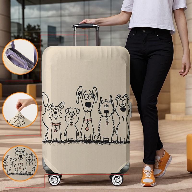 Dog pattern luggage protection cover, suitable for 18-32 inch luggage covers, luggage handle gloves, travel accessories