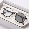 New Retro Photochromic Myopia Glasses for Women Men Large Frame Anti Blue Light Color Changing Sunglasses with Diopter 0 To -4.0