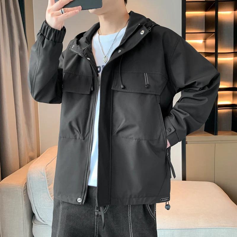 2026 Spring Autumn Men Hooded Jackets Men Casual Coats Man High Street Multi-Pocket Jacket Unisex Outerwear
