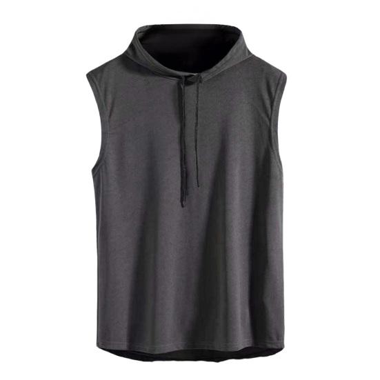 

Мужской жилет с капюшоном, регулируемым шнурком, без рукавов, летний жилет, широкие плечевые лямки, однотонный, быстросохнущий, спортивные топы XL