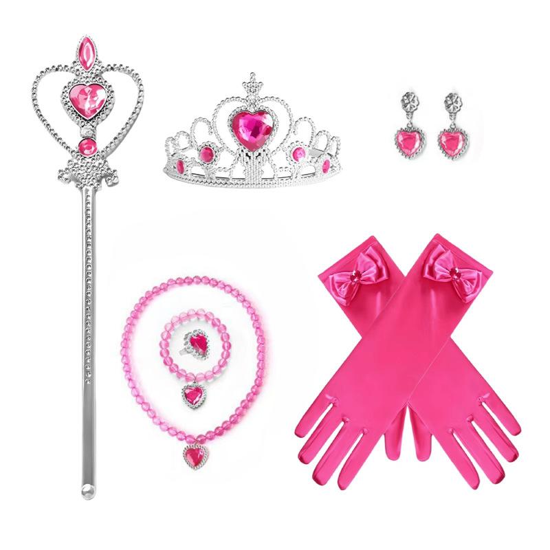 Princess Accessories Gloves Wand Crown Jewelry Set Wig Necklace Braid for Princess Dress Clothing Cosplay Dress UP