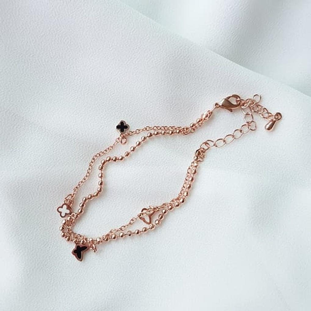 

Women s Daily Butterfly Double-Lined Bracelet Layered pink gold