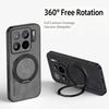 Sheepskin PU Leather Magnetic Phone Case with 360° Rotating Ring Kickstand Matte Shockproof Back Cover for Xiaomi 17T 15T Pro