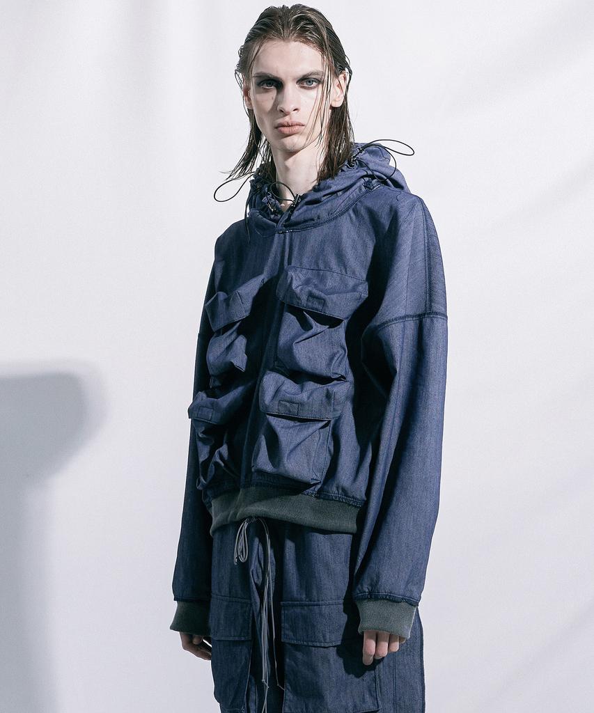 3D Pocket Hoodie Denim