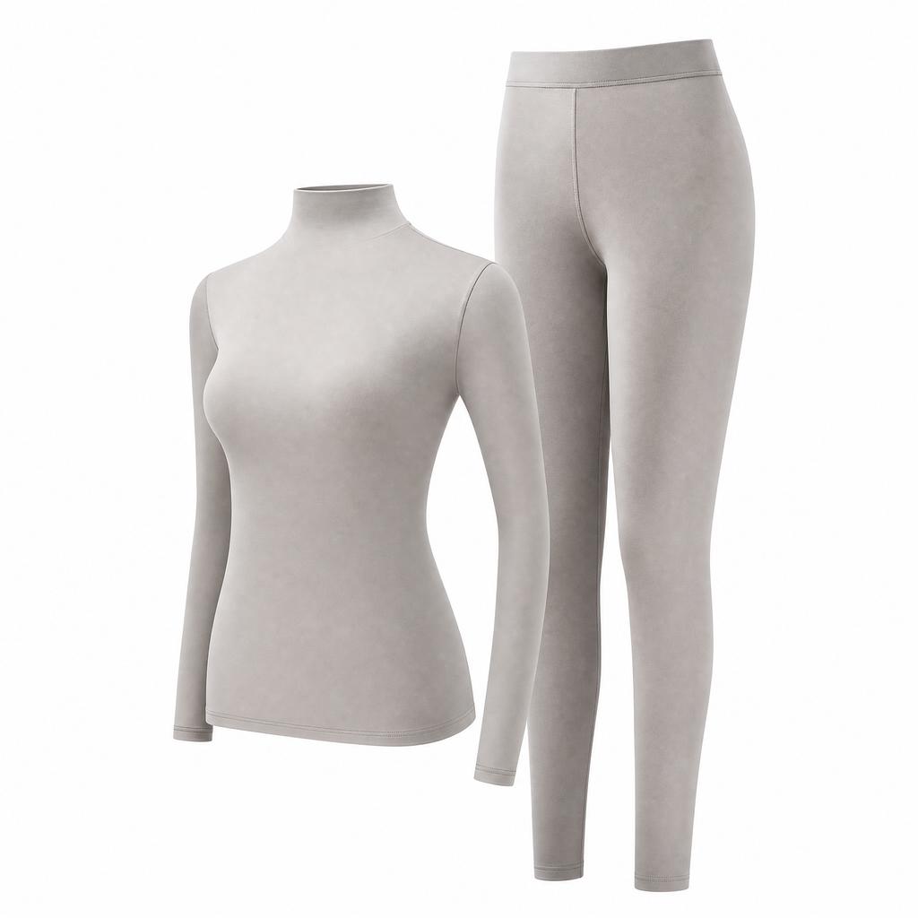 Women's Thermal Underwear Stacked Collar High Collar Beauty Skin Suit High Elastic Long Sleeve Seamless Thermal Set Warm Top New