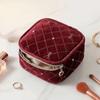 Cute Velvet Makeup Bag Zipper Closure Compact Cute Square Cosmetic Bag Square Shape Portable Mini Makeup Bag Makeup Organizer