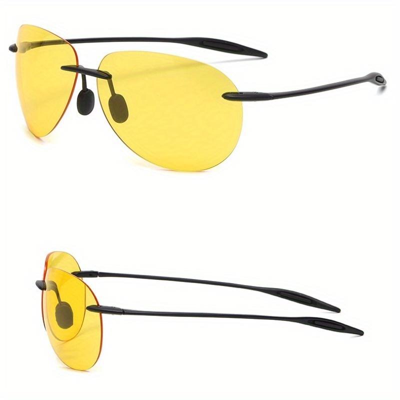Fashion Ultralight TR90 Day Night Vision Driving Sunglasses for Men Women Rimless Sports Anti-Glare Night Vision Eyewear