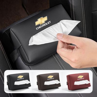 Boîte à mouchoirs de voiture Sac de rangement pour serviettes en papier en cuir Accessoires pour Spark Captiva Cruze Malibu Equinox Trax Camaro Blazer