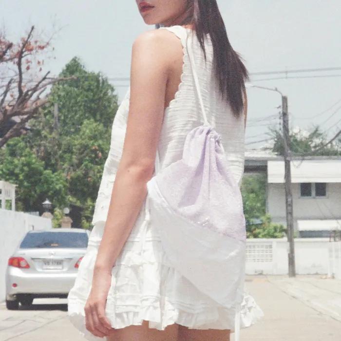 Lace Drawstring Bag - Lilac