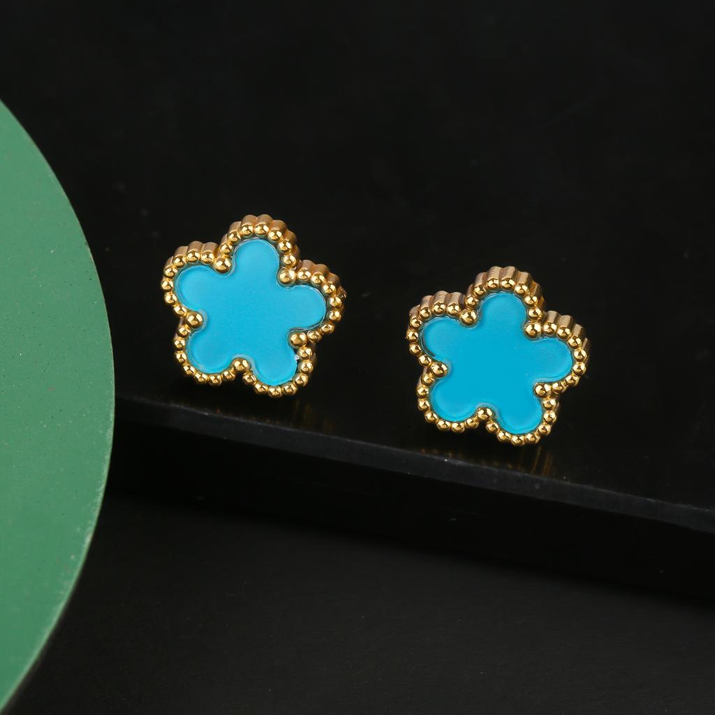 INS Nerezová ocel Pětilistá květina Čtyřlístek Náramek Šperky Sada Náhrdelník Náušnice Pro ženu Denní nošení Šperky