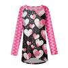 Women's Fashionable Loose Mid-length Round Neck Pullover Valentine's Day Printed Raglan Sleeves Long-sleeved Casual Top