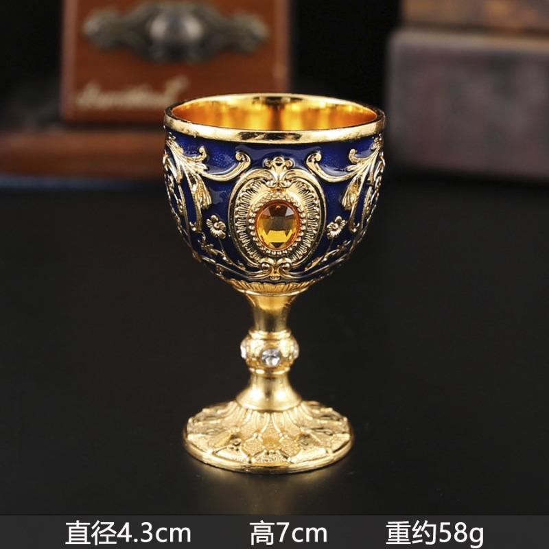 Hot-selling high-end small wine glasses, one-bite cups, creative household metal exhibition hall decorative ornaments