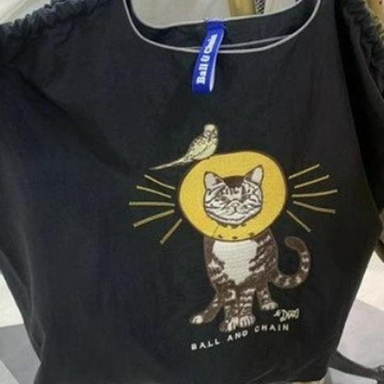 Chinesische Marke Bestickter Schwarzer Oxford-Stoff Shopper - Großes Fassungsvermögen, Vielseitige Nylon-Handtasche