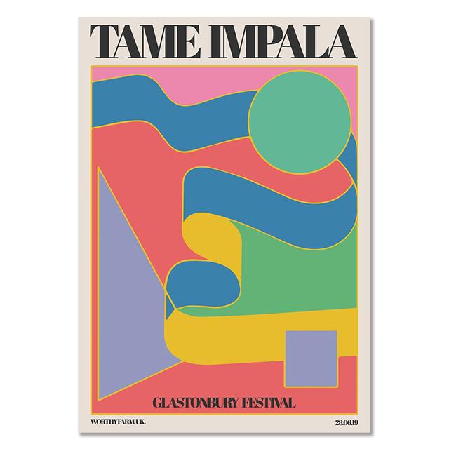 

Настроить Tame Impala at Glastonbury Gig Poster, винтажный красочный холст, картина, ретро настенные панно для гостиной, домашний декор 21cm×30cm NoFrame