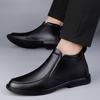 Fashion Luxury Brand Men Chelsea Boots Genuine Leather Winter Plush Ankle Boots Men's Dress Shoes Business British Style Casual Boots