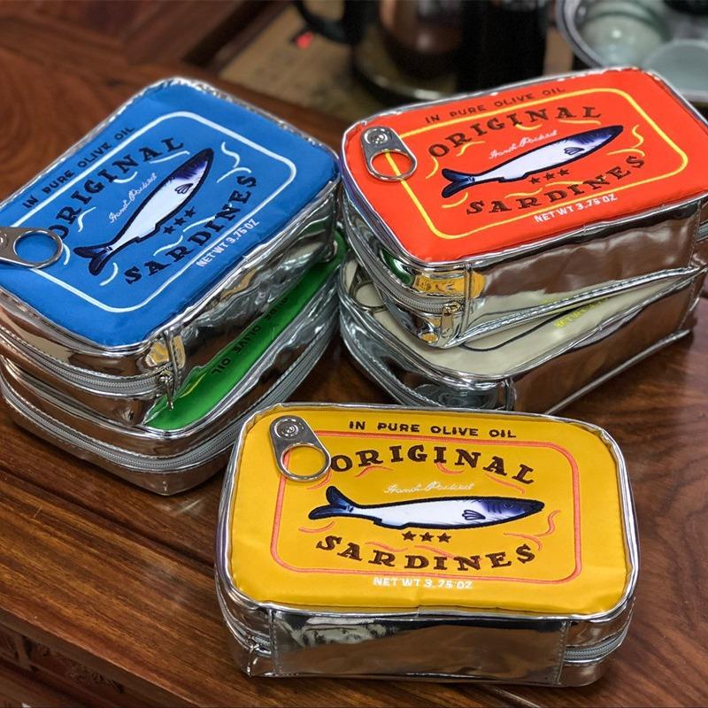 Sacs de voyage pour cosmétiques Sardines en conserve Sac de toilette Créatif Portable Mignon Grande capacité Fermeture éclair Multifonction pour les vacances du week-end
