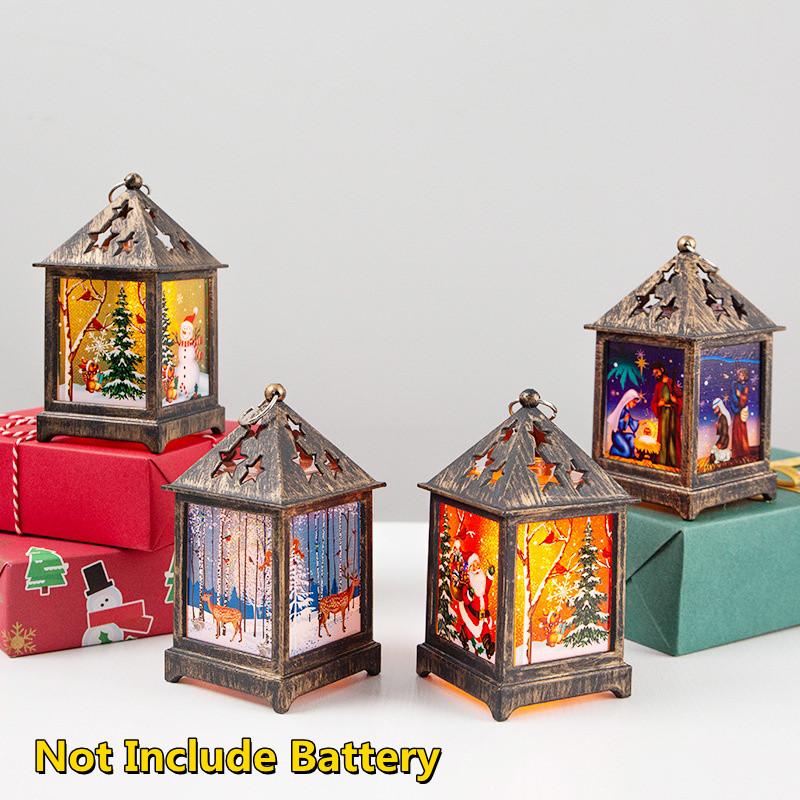 Christmas LED Light Creative Night Light Retro Wind Lantern Christmas Desktop Decoration Lights