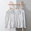Spring and Summer Cotton Linen Men Tops Japanese Style Square Stripes Long Sleeve Shirt Youth Breathable Shirts for Men