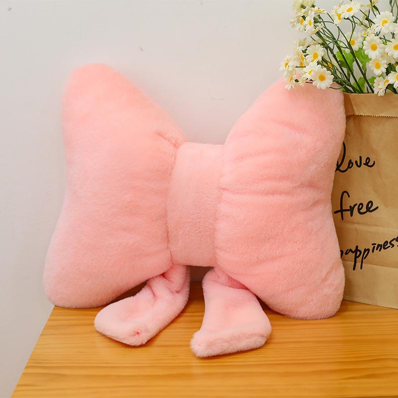 Solid Color Bow Throw Pillow Cushion Chair Car Pillow Head Girl Heart Valentine's Day Gift Exchange