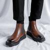 Grande taille homme décontracté bottes chelsea automne hiver chaussures en cuir naturel bureau d'affaires robe cowboy plateforme bottines cheville