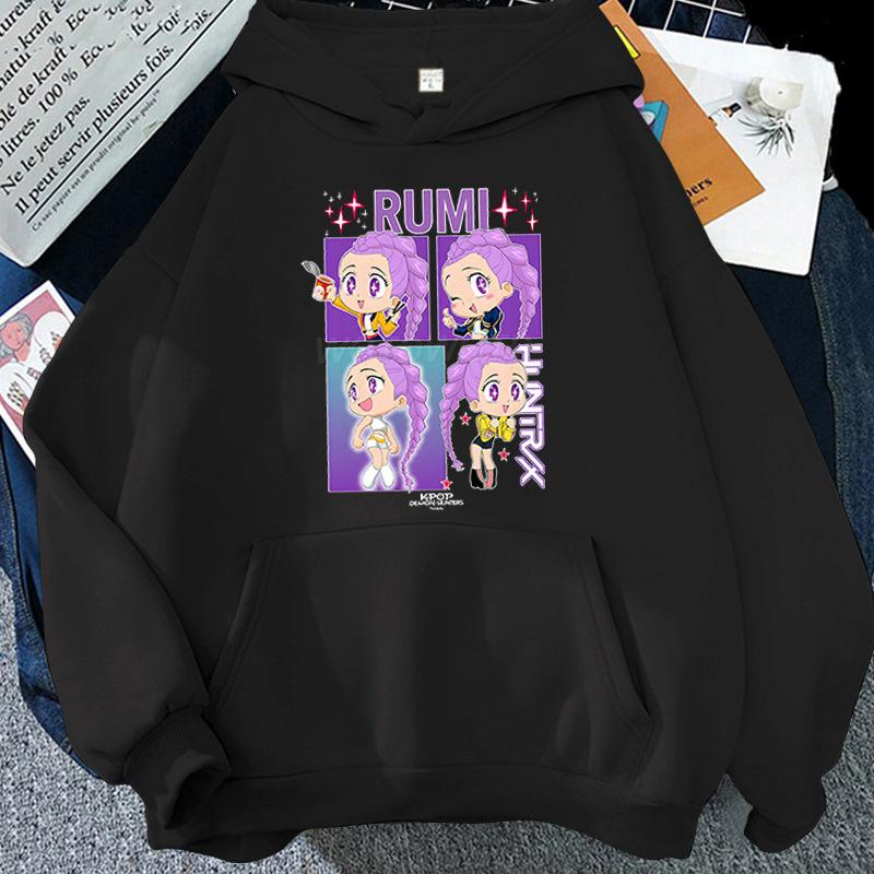 Cartoon Kpop Demon Hunter Printed Hoodie Women Men Hooded Pullover Hip Hop Y2k Fall Winter Long Sleeves Fleece Soft Streetwear