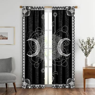 2 panely Závěs Slunce Měsíc Souhvězdí Tenký Polyesterový Okenní Závěs Gotický Boho Mandala Závěsy Do Obývacího Pokoje Ložnice