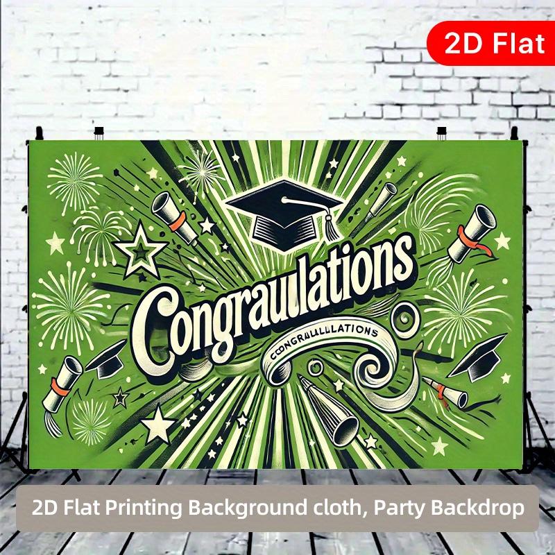 A 2D Flat Banner, Graduation Congratulatory Message, Polyester Fiber Party Backdrop, Suitable for Various Scenarios