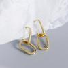 925 Silver Geometric Hoop Earrings for Women Simple Oval Detachable Jewelry Gifts Fashion Metal Style