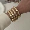 4Pcs/Set Waterproof Simple Round Bangles Sets Gold Silver Smooth Multilayer Bracelet  Summer