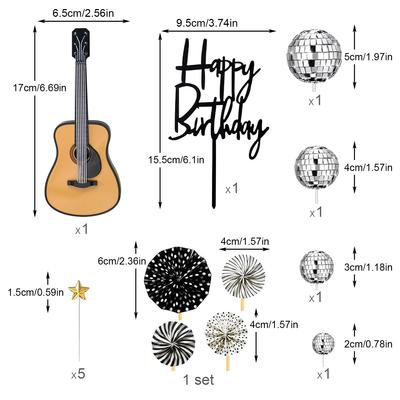15 PCS Guitar Cake Toppers Disco Ball Cake Toppers Music Theme Birthday Cake Toppers Guitar Model Cake Decorations For Musician