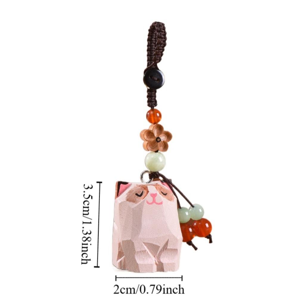 Weave Rope Wooden Carved Cat Keychain Siberian Husky Car Keyring Funny Corgi Dog Dolls  Students