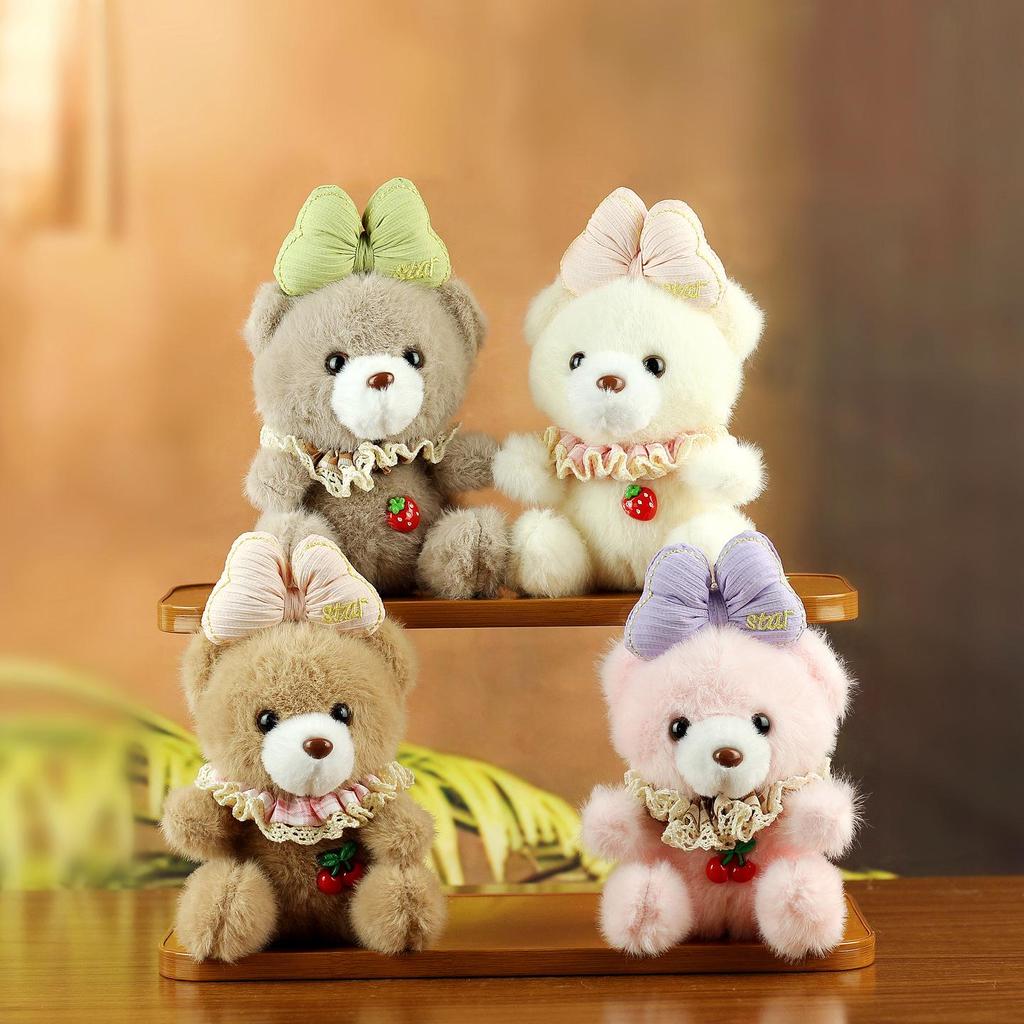 Kawaii Bow Tie Bear Plush Keychain Backpack Charm