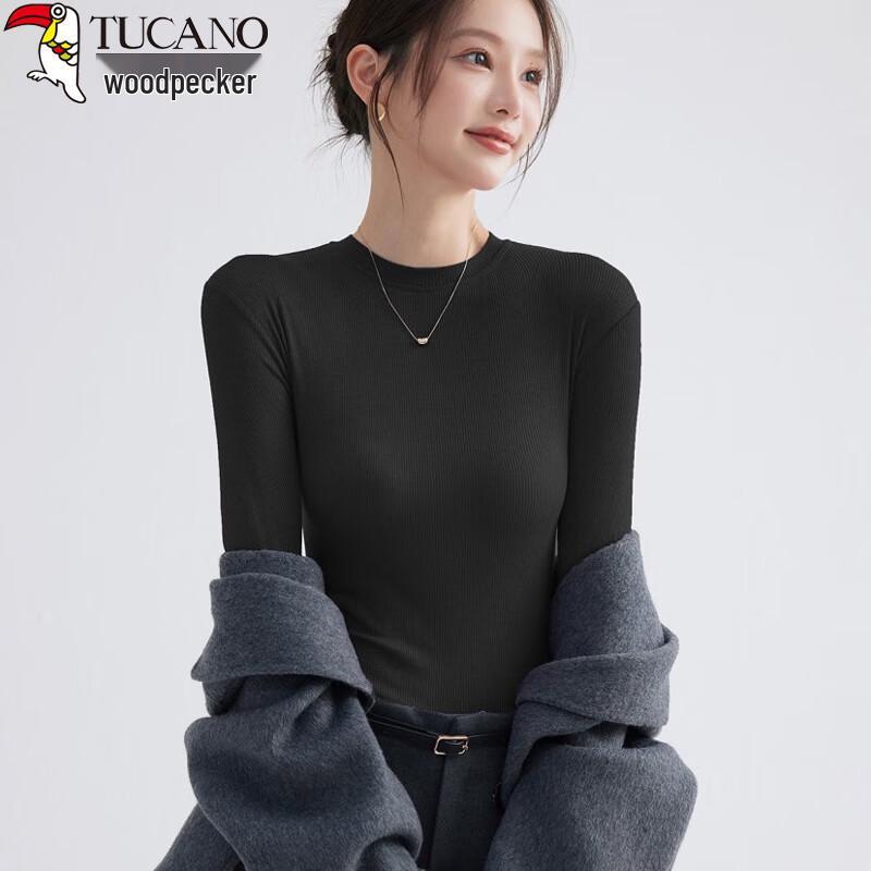 Woodpecker Women's Slim-Fit Fleece-Lined Stand-Up Collar Base Layer T-Shirt