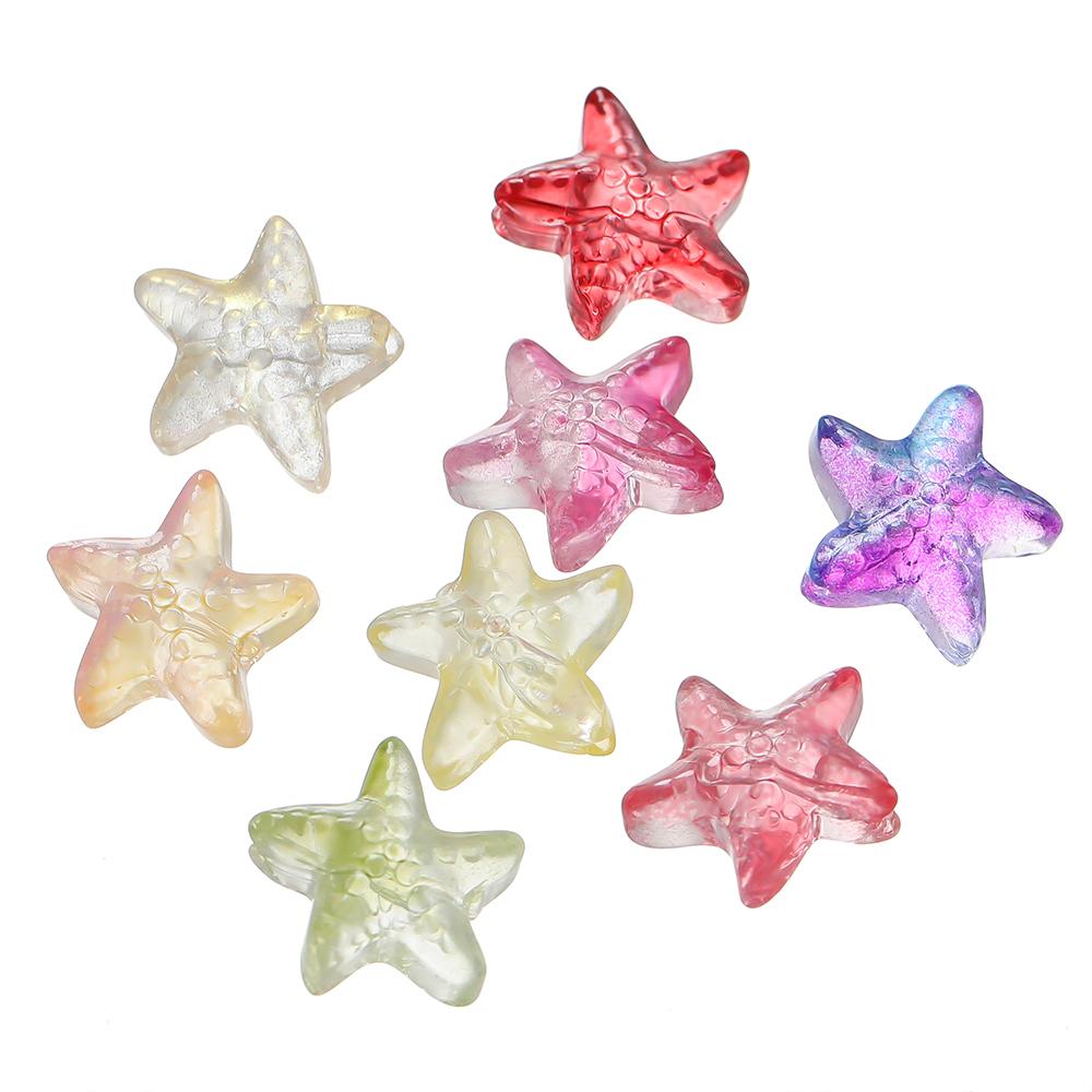 10pcs Colorful Glass Starfish Beads Star Czech Glass Loose Spacer Beads For DIY Bracelet Phone Chain Jewelry Making Accessories
