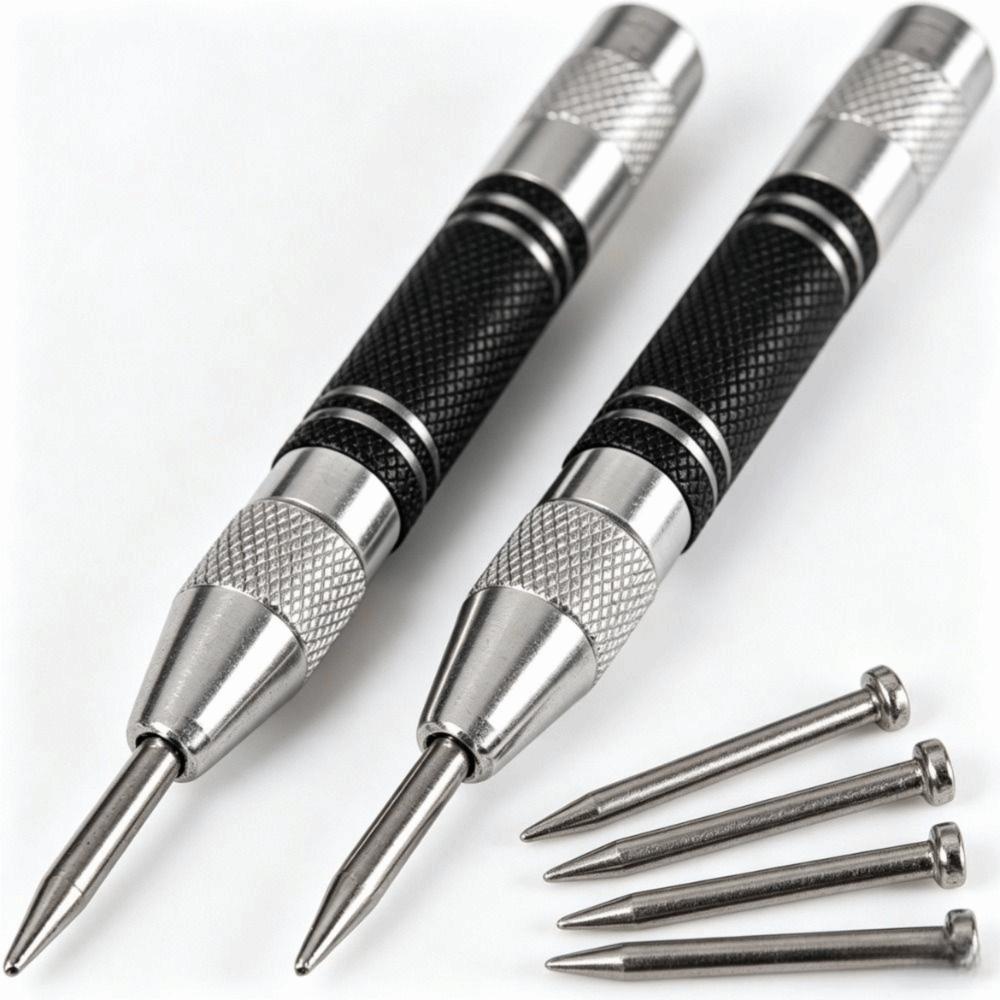 2PCS High Speed Steel Center Hole Punch Spring Loaded Center Punch Metal Marking