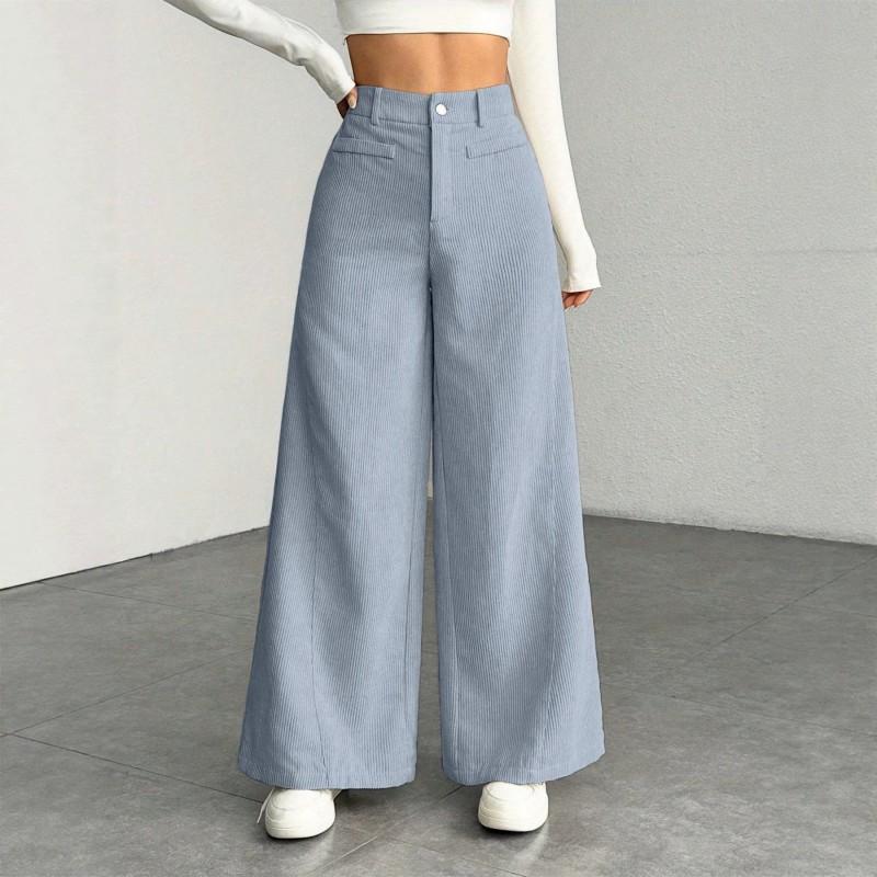Winter Casual High Waist Wide Leg Pants Versatile Workwear Long Trousers Women