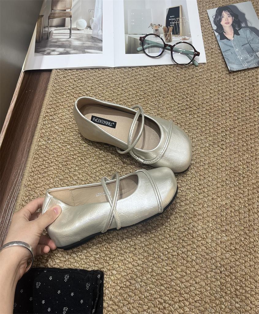 Round Head Retro Soft-soled Mary Jane Shoes Women's College Style Spring Elegant Mori Flat-soled Single Shoes Ballet Grandma Shoes
