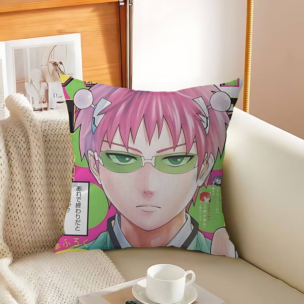 Popular Japanese Anime Saiki Kusuo Cushion Cover Polyester Sofa Cushions Decorative Throw Pillows Home Decoration Pillowcover