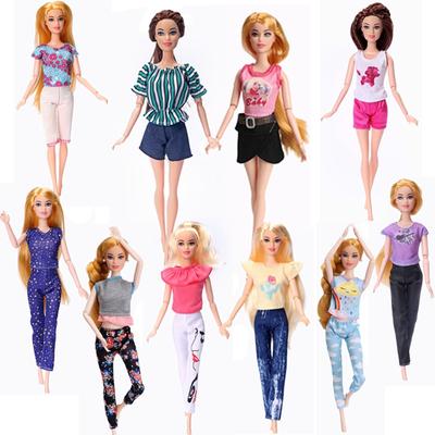 1 sada oblečení pro panenky Košile bez rukávů Topy Šortky Džíny Kalhoty pro Barbie Módní panenky Oblečení pro Barbie domeček pro panenky DIY hračky