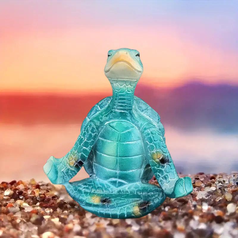 Resin Yoga Turtle Ornament - Meditative Sea Turtle Home Decoration