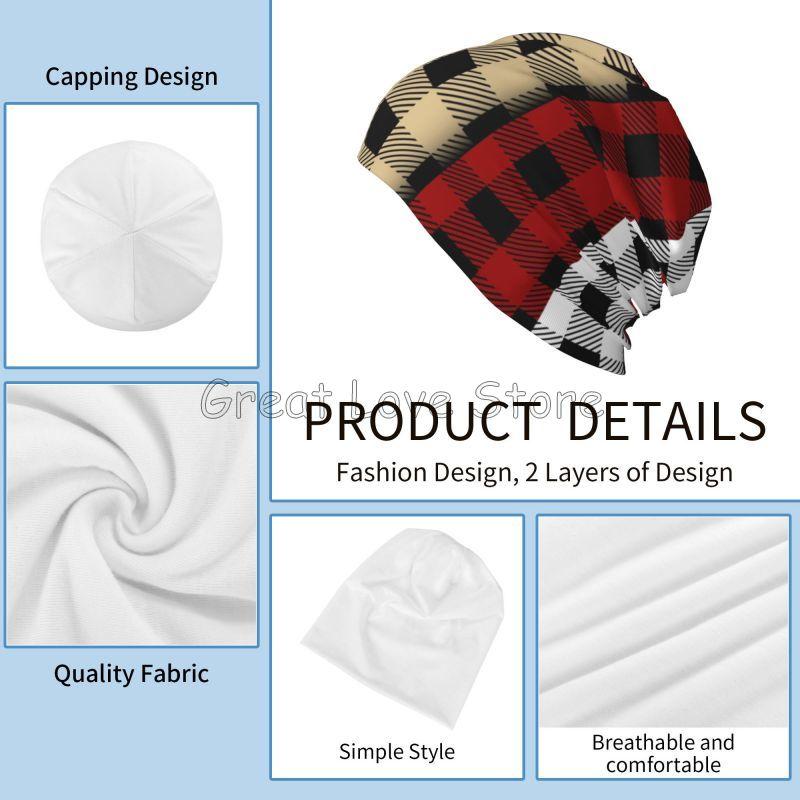 Lumberjack Buffalo Plaid Pattern Beanie Hat Unisex Warm Bonnet Cap Adults Knit Hat Headwear Vintage Street Skullies Beanies