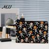Halloween Themed Pencil Case Storage Bag, Large Capacity Cosmetic with Pumpkin Black Zipper Pouch Castle Skull Print, Smooth Thickened Canvas Toiletry