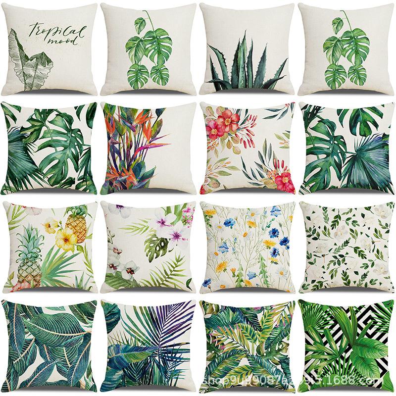 Ins Nordic Tropical Plant Pillow Cover New Home Furnishings Office Lumbar Cushion Pillow Cover