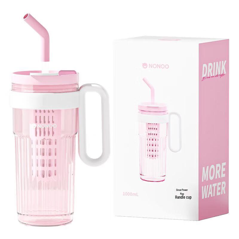 NONOO 1000ml Stainless Steel Insulated Straw Cup with Handle