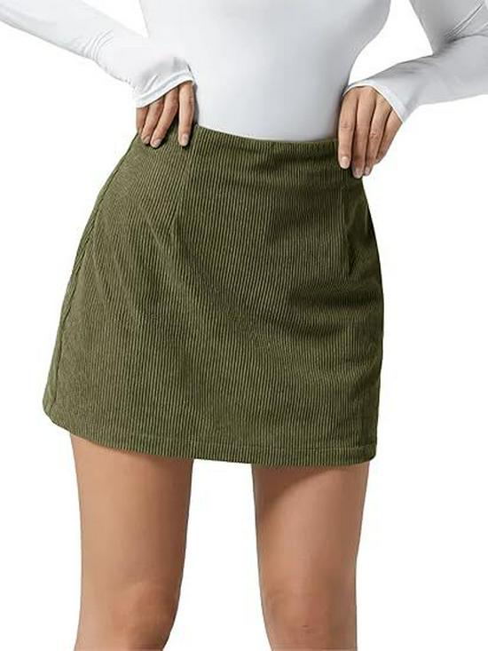 Women's Corduroy High-Waisted A-line Pencil Mini Skirt - Autumn Casual Style