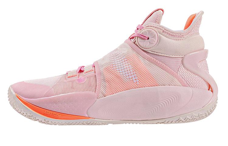 Li Ning SONIC 9 Cushioning Slip Resistant Abrasion Resistant Coverage Support High Top Basketball Shoes Men's Pink ABAR011-9