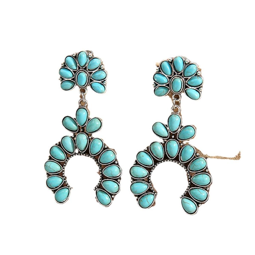 Orecchini a ventaglio cavi turchesi retrò, stile etnico esagerato, eleganza minimalista, orecchini personalizzati