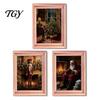 Christmas Refrigerator Magnets 3Pcs Light-up Frame Magnet, Vintage Wooden Picture Frames with Lights Fridge Glowing Magnetic Holder for Cabinet Locker