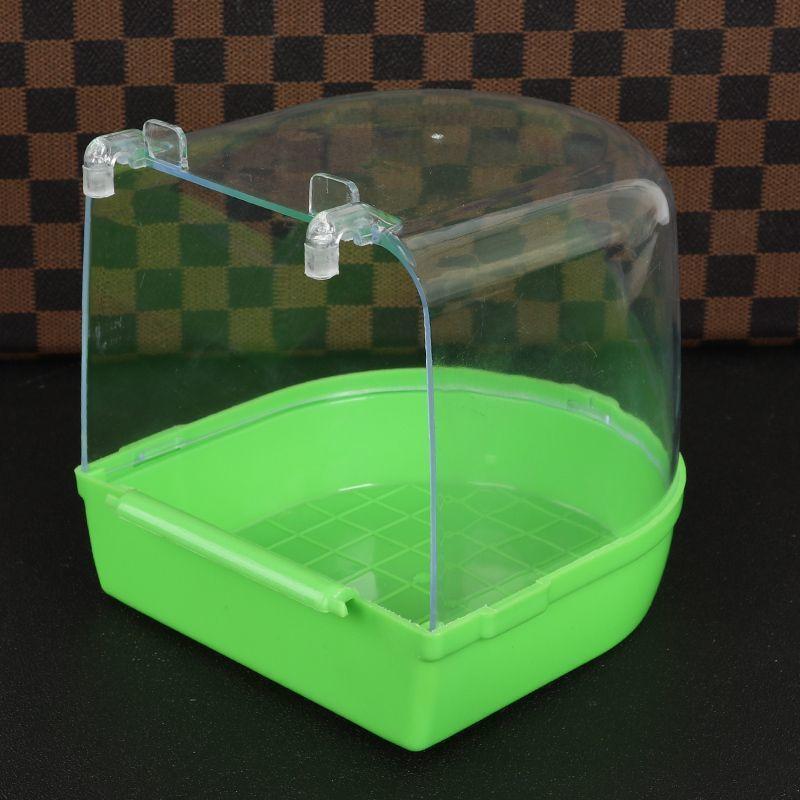 

1 шт. прозрачная подвесная ванночка для птиц, ванночка для птиц для клетки попугая, аксессуары для клетки с прозрачным видом, товары для купания птиц зелёный